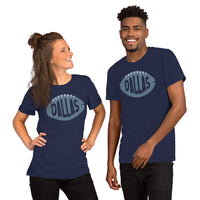 Dallas, Texas Football Fanatic Vintage Graphic T-Shirt: Gift Ideas for Him & Her, Football Fans - Retro Style Game Day Shirt - Navy, Unisex