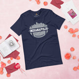 Indianapolis Skyline Football Fanatic Vintage Graphic T-Shirt: Gift Ideas for Him & Her, Football Fans - Retro Style Game Day Shirt - Navy