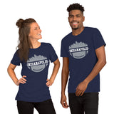 Indianapolis Skyline Football Fanatic Vintage Graphic T-Shirt: Gift Ideas for Him & Her, Football Fans - Retro Style Game Day Shirt - Navy, Unisex
