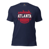 Atlanta Skyline Football Fanatic Vintage Graphic T-Shirt: Ideal Gift for Him & Her, Football Fans - Retro Style Game Day Shirt - Navy