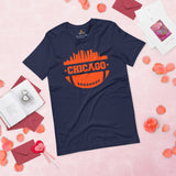 Chicago Skyline Football Fanatic Vintage Graphic T-Shirt: Ideal Gift for Him & Her, Football Fans - Retro Style Game Day Shirt - Navy