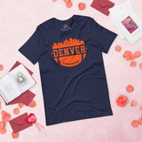 Denver Skyline Football Fanatic Vintage Graphic T-Shirt: Ideal Gift for Him & Her, Football Fans - Retro Style Game Day Shirt - Navy