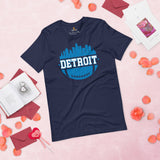 Detroit Skyline Football Fanatic Vintage Graphic T-Shirt: Ideal Gift for Him & Her, Football Fans - Retro Style Game Day Shirt - Navy