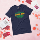 Green Bay Skyline Football Fanatic Vintage Graphic T-Shirt: Ideal Gift for Him & Her, Football Fans - Retro Style Game Day Shirt - Navy