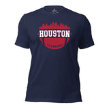 Houston Skyline Football Fanatic Vintage Graphic T-Shirt: Ideal Gift for Him & Her, Football Fans - Retro Style Game Day Shirt - Navy