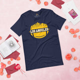 Los Angeles Skyline Football Fanatic Vintage Graphic T-Shirt: Ideal Gift for Him & Her, Football Fans - Retro Style Game Day Tee - Navy