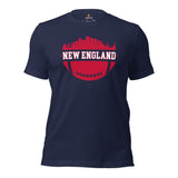 New England Skyline Football Fanatic Vintage Graphic T-Shirt: Ideal Gift for Him & Her, Football Fans - Retro Style Game Day Shirt - Navy