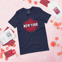 New York Skyline Football Fanatic Vintage Graphic T-Shirt: Ideal Gift for Him & Her, Football Fans - Retro Style Game Day Shirt - Navy