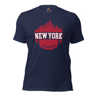New York Skyline Football Fanatic Vintage Graphic T-Shirt: Ideal Gift for Him & Her, Football Fans - Retro Style Game Day Shirt - Navy