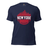 New York Skyline Football Fanatic Vintage Graphic T-Shirt: Ideal Gift for Him & Her, Football Fans - Retro Style Game Day Shirt - Navy