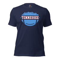 Tennessee Skyline Football Fanatic Vintage Graphic T-Shirt: Ideal Gift for Him & Her, Football Fans - Retro Style Game Day Shirt - Navy