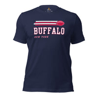 Buffalo, New York Football Fanatic Vintage Graphic Shirt: Gift Ideas for Him & Her, Football Fans - Retro Style Game Day Shirt - Navy