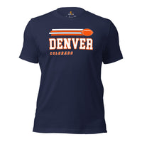 Denver, Colorado Football Fanatic Vintage Graphic Shirt: Gift Ideas for Him & Her, Football Fans - Retro Style Game Day Shirt - Navy