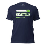 Seattle, Washington Football Fanatic Vintage Graphic Shirt: Gift Ideas for Him & Her, Football Fans - Retro Style Game Day Shirt - Navy