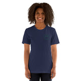 Happy Smiley Face Emoji T-Shirt - New York Football Fanatic Vintage Graphic Shirt: Gift for Him & Her, Football Fans - Game Day Tee - Navy, Women, Front