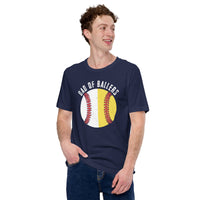 Funny Baseball T-Shirt - Father's Day Gift Ideas for Him, Baseball Lovers & Enthusiasts - Dad of Ballers Shirt - Game Day Tees for Men - Navy