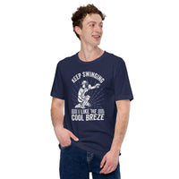 Funny Baseball T-Shirt - Gift Ideas for Him & Her, Baseball Lovers & Enthusiasts - Keep Swinging I Like The Cool Breeze Shirt - Navy