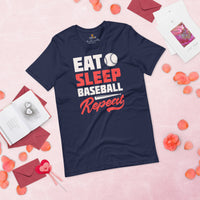 Funny Baseball T-Shirt - Gift Ideas for Him & Her, Baseball Lovers & Enthusiasts - Eat Sleep Baseball Repeat Shirt - Game Day Shirt - Navy