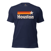 Vintage Baseball T-Shirt - Gift Ideas for Him & Her, Baseball Lovers & Enthusiasts - Retro Houston Tee - Game Day Tees for Men & Women - Navy