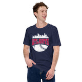 Vintage Atlanta Skyline Baseball Fanatic Shirt: Gift Ideas for Him & Her, Baseball Lovers & Enthusiasts - Retro Style Game Day Tee - Navy