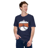 Vintage New York Skyline Baseball Fanatic Shirt: Gift Ideas for Him & Her, Baseball Lovers & Enthusiasts - Retro Style Game Day Shirt - Navy