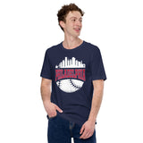 Vintage Philadelphia Skyline Baseball Fanatic Shirt: Gift Ideas for Him & Her, Baseball Lovers & Enthusiasts - Retro Style Game Day Tee - Navy