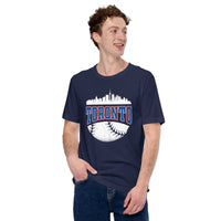 Vintage Toronto Skyline Baseball Fanatic Shirt: Gift Ideas for Him & Her, Baseball Lovers & Enthusiasts - Retro Style Game Day Shirt - Navy