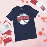 Vintage Chicago Skyline Baseball Fanatic Shirt: Gift Ideas for Him & Her, Baseball Lovers & Enthusiasts - Retro Style Game Day Tee - Navy
