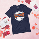 Vintage Baltimore Skyline Baseball Fanatic Shirt: Gift Ideas for Him & Her, Baseball Lovers & Enthusiasts - Retro Game Day Tee - Navy