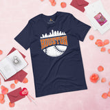 Vintage Houston Skyline Baseball Fanatic Shirt: Gift Ideas for Him & Her, Baseball Lovers & Enthusiasts - Retro Style Game Day Shirt - Navy