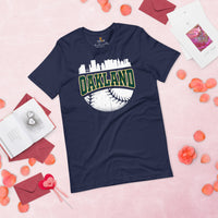 Vintage Oakland Skyline Baseball Fanatic Shirt: Gift Ideas for Him & Her, Baseball Lovers & Enthusiasts - Retro Style Game Day Tee - Navy