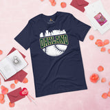 Vintage Oakland Skyline Baseball Fanatic Shirt: Gift Ideas for Him & Her, Baseball Lovers & Enthusiasts - Retro Style Game Day Tee - Navy
