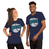 Vintage Seattle Skyline Baseball Fanatic Shirt: Gift Ideas for Him & Her, Baseball Lovers & Enthusiasts - Retro Style Game Day Shirt - Navy, Unisex