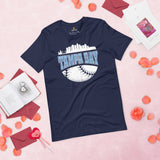 Vintage Tampa Bay Skyline Baseball Fanatic Shirt: Gift Ideas for Him & Her, Baseball Lovers & Enthusiasts - Retro Style Game Day Tee - Navy