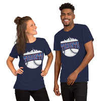 Vintage Toronto Skyline Baseball Fanatic Shirt: Gift Ideas for Him & Her, Baseball Lovers & Enthusiasts - Retro Style Game Day Shirt - Navy, Unisex