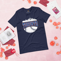 Vintage Toronto Skyline Baseball Fanatic Shirt: Gift Ideas for Him & Her, Baseball Lovers & Enthusiasts - Retro Style Game Day Shirt - Navy