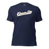 Vintage Kansas City Baseball Fanatic Shirt: Gift Ideas for Him & Her, Baseball Lovers & Enthusiasts - Game Day Tees for Men & Women - Navy