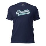Vintage Seattle Baseball Fanatic Shirt: Ideal Gifts for Him & Her, Baseball Lovers & Enthusiasts - Retro Style Game Day Shirt - Navy