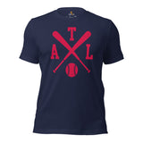 Vintage Atlanta Baseball Emblem Fanatic T-Shirt: Ideal Gifts for Him & Her, Baseball Lovers & Enthusiasts - Retro Style Game Day Shirt - Navy