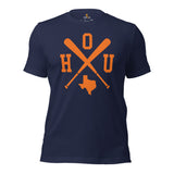 Vintage Houston Baseball Emblem Fanatic T-Shirt: Ideal Gifts for Him & Her, Baseball Lovers & Enthusiasts - Retro Style Game Day Shirt - Navy