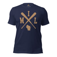 Vintage Milwaukee Baseball Emblem Fanatic T-Shirt: Ideal Gifts for Him & Her, Baseball Lovers & Enthusiasts - Retro Style Game Day Tee - Navy