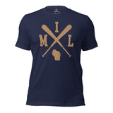 Vintage Milwaukee Baseball Emblem Fanatic T-Shirt: Ideal Gifts for Him & Her, Baseball Lovers & Enthusiasts - Retro Style Game Day Tee - Navy