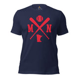 Vintage Minnesota Baseball Emblem Fanatic T-Shirt: Ideal Gifts for Him & Her, Baseball Lovers & Enthusiasts - Retro Game Day Shirt - Navy