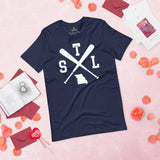 Vintage St. Louis Baseball Emblem Fanatic T-Shirt: Ideal Gifts for Him & Her, Baseball Lovers & Enthusiasts - Retro Game Day Shirt - Navy
