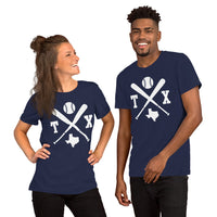 Vintage Texas Baseball Emblem Fanatic T-Shirt: Ideal Gifts for Him & Her, Baseball Lovers & Enthusiasts - Retro Style Game Day Shirt - Navy, Unisex