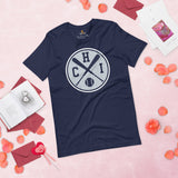 Vintage Chicago Baseball Emblem Fanatic T-Shirt: Gift Ideas for Him & Her, Baseball Lovers & Enthusiasts - Retro Style Game Day Shirt - Navy