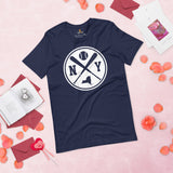 Vintage New York Baseball Emblem Fanatic T-Shirt: Gift Ideas for Him & Her, Baseball Lovers & Enthusiasts - Retro Style Game Day Shirt - Navy