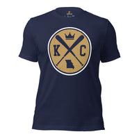 Vintage Kansas City Baseball Emblem Fanatic T-Shirt: Gift Ideas for Him & Her, Baseball Lovers & Enthusiasts - Retro Style Game Day Tee - Navy