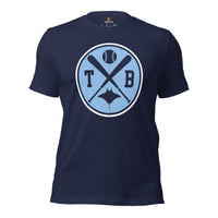Vintage Tampa Bay Baseball Emblem Fanatic T-Shirt: Gift Ideas for Him & Her, Baseball Lovers & Enthusiasts - Retro Style Game Day Shirt - Navy