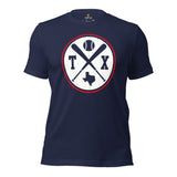 Vintage Texas Baseball Emblem Fanatic T-Shirt: Gift Ideas for Him & Her, Baseball Lovers & Enthusiasts - Retro Style Game Day Shirt - Navy
